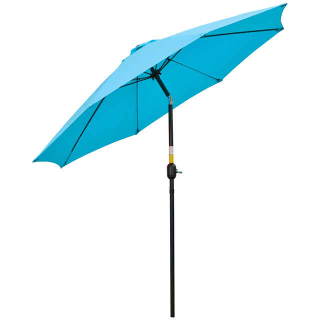 2.6m Patio Umbrella Tilt Crank Garden Parasol Blue Outdoor Sunshade