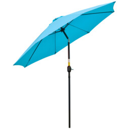 2.6m Patio Umbrella Tilt Crank Garden Parasol Blue Outdoor Sunshade