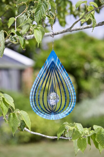 Crystal Teardrop Wind Spinner Blue 37x20cm Smart Garden Outdoor Indoor