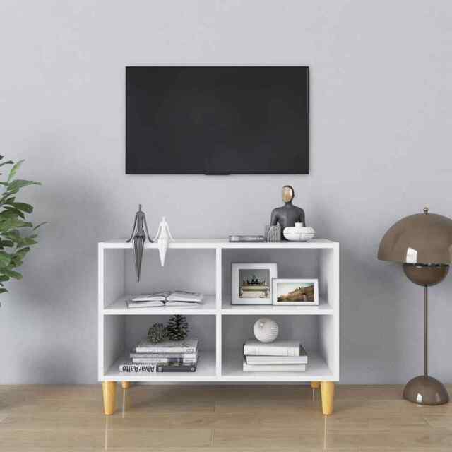 Tv Cabinet With Solid Wood Legs White 69.5x30x50 Cm Vidaxl