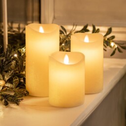 Christow Flameless Led Candles Battery Operated Real Wax Plain X 3,