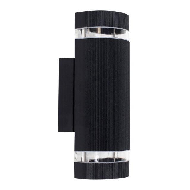Aluminium Garden Led Wall Light Matt Black Finish Up Down Patio Wall