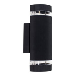 Aluminium Garden Led Wall Light Matt Black Finish Up Down Patio Wall