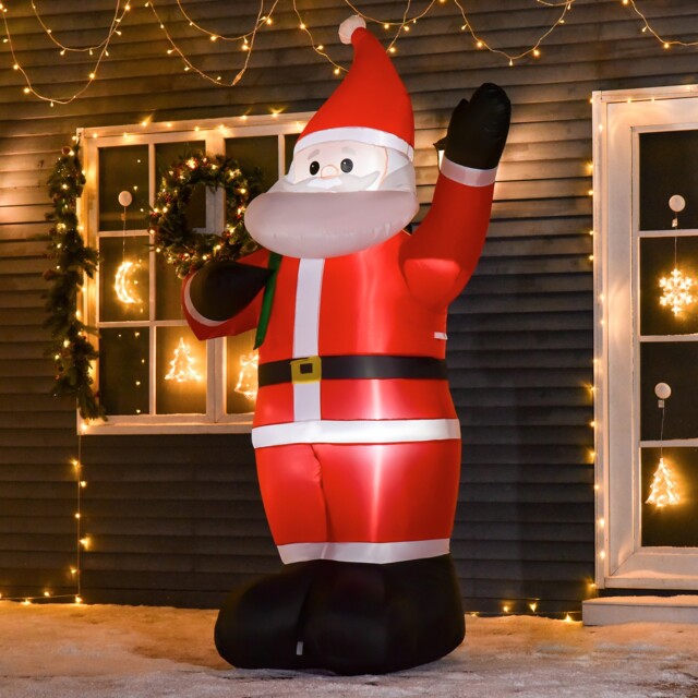 8ft Christmas Inflatable Santa Claus With Gift Bag Led Lights Outdoor