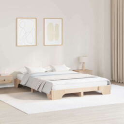 Bed Frame Natural Solid Pine 140x200cm Slatted Low Profile 31cm Height