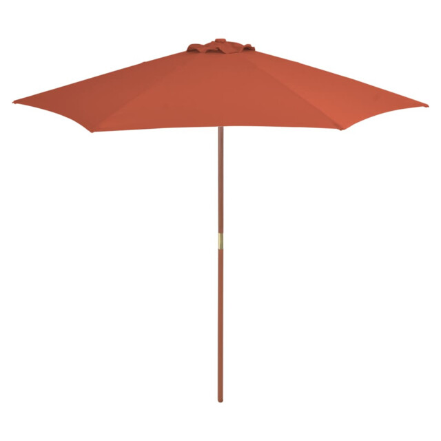 Garden Parasol 270cm Terracotta Polyester Canopy Bamboo Hardwood Pole