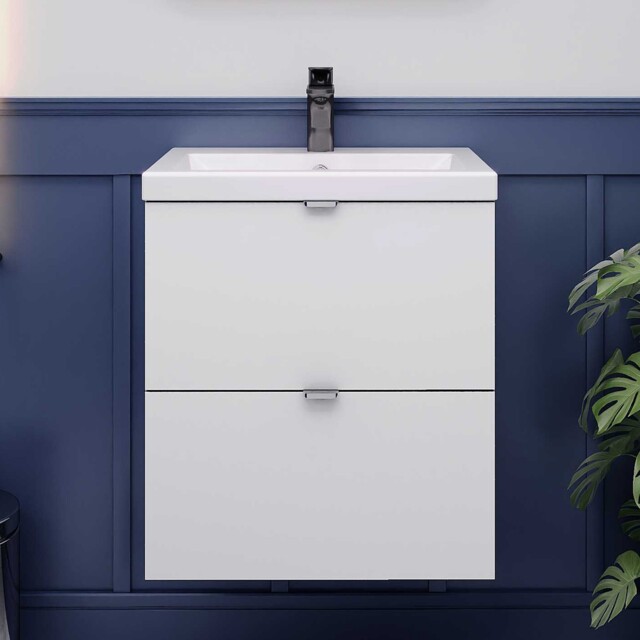 Hudson Reed Fusion Wall Hung 2-drawer Vanity Unit Basin 500mm Gloss