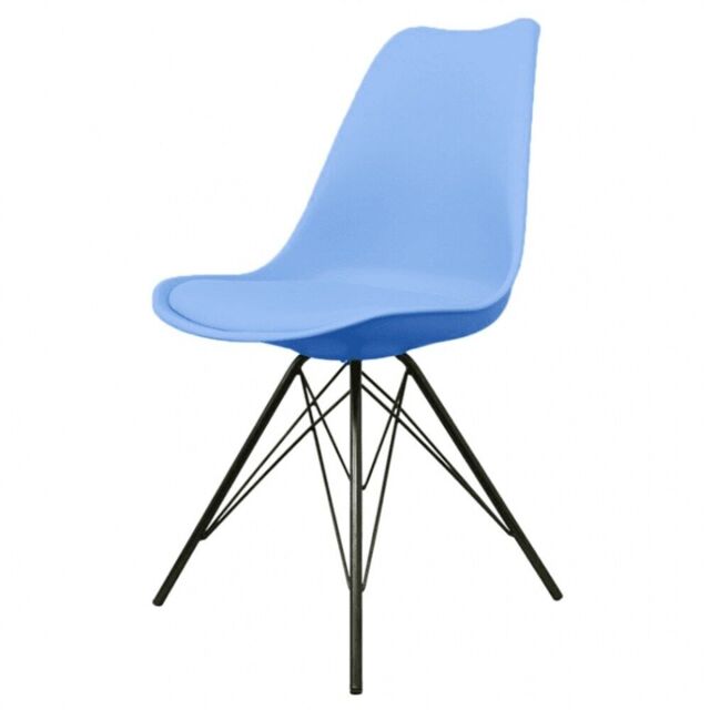 Plastic Dining Chairs With Black Metal Legs - Seat Pad - Various