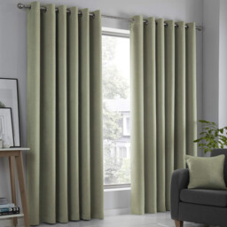 "Fusion Sage Green Thermal Eyelet Curtains – W66 X L90"" (168x229cm) – 2"