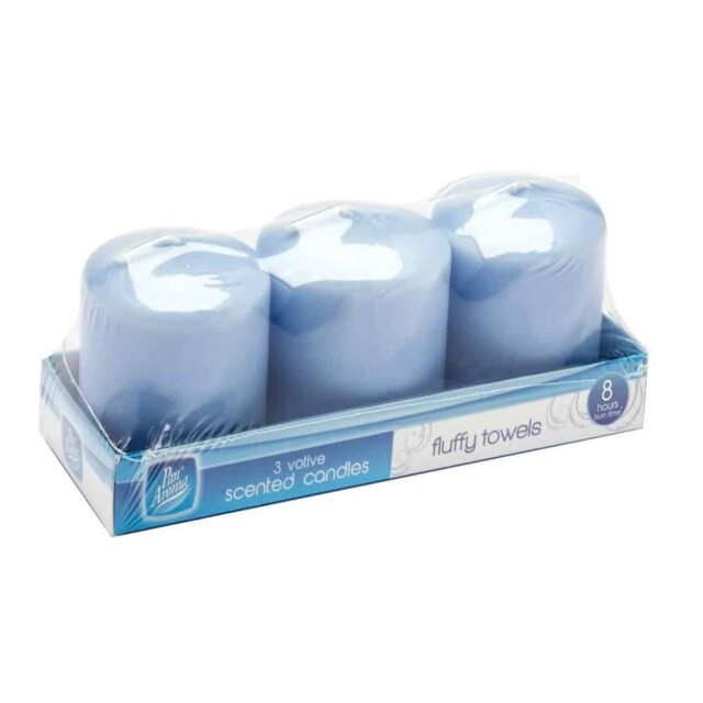 Pan Aroma Scented Votive Candles 3 Pack Fluffy Towels Fresh Home