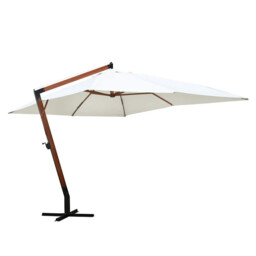 Hanging Garden Parasol 400x300cm White Polyester Canopy Wooden Pole