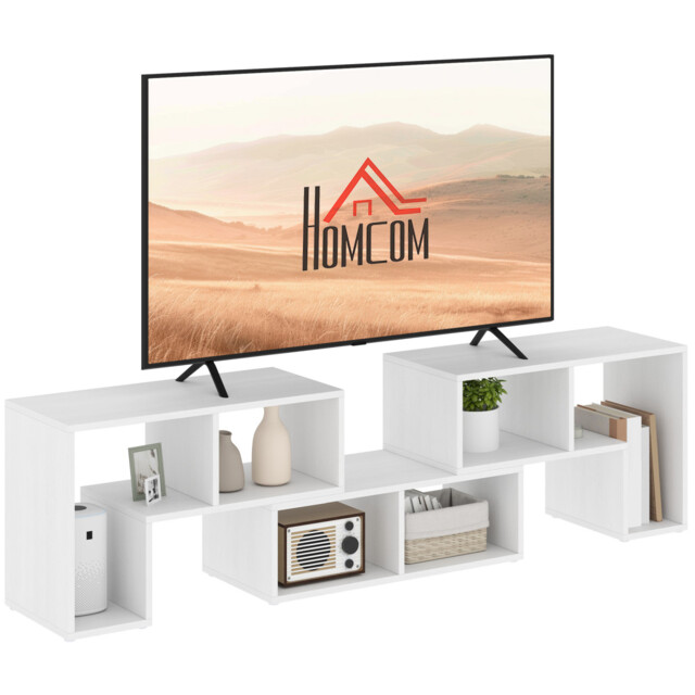 Extendable Tv Stand Up To 75 Inch Entertainment Unit Storage Shelf