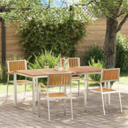 Garden Dining Set 5 Pcs Brown Solid Teak Wood Vidaxl