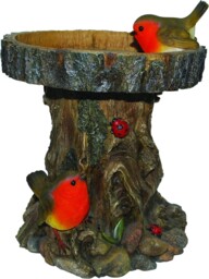Vivid Arts Tree Trunk Bird Feeder With Robins - Bc-trtk-b