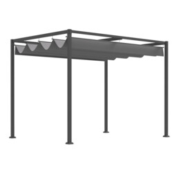 Metal Pergola Gazebo Patio Sun Shelter Retractable Canopy Shade 3 X 2m