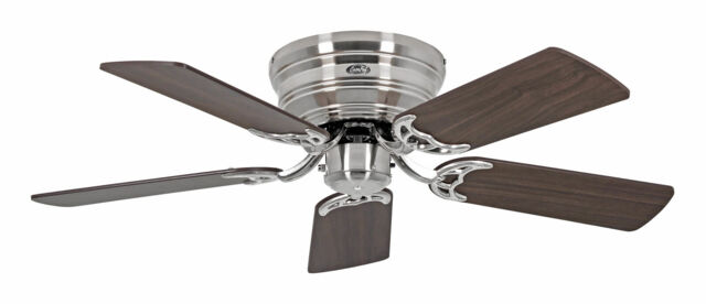Hugger Style Ceiling Fan Low Profile Classic Flat Chrome Flush Mount