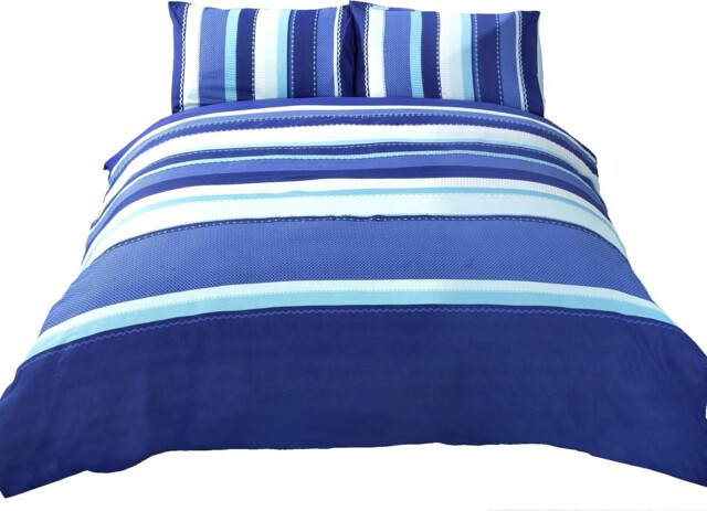 Signature Striped Adults Teenagers Quilt Duvet Cover And Single, Blue