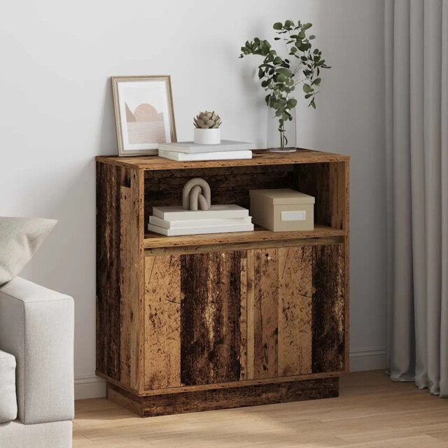 Sideboard With Led Old Wood 71 X 34.5 X 75 Cm Engineered Wood Vidaxl