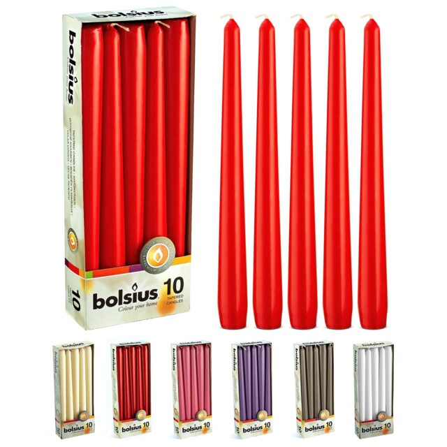 "Bolsius Tapered Dinner Candles , ""red Box 10"", 103600352241 24.5 Cm,"