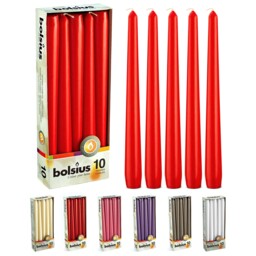 "Bolsius Tapered Dinner Candles , ""red Box 10"", 103600352241 24.5 Cm,"