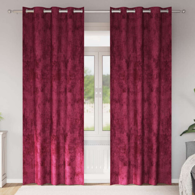 Curtains Velvet Wine Red 140x225cm Pair Room Darkening Thermal Panels