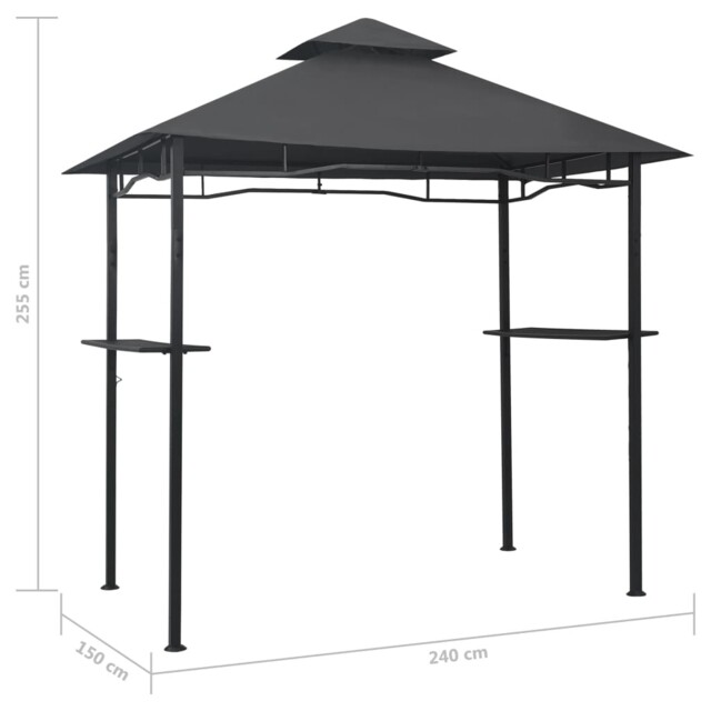 Bbq Gazebo 240x150x255cm Anthracite Steel Barbecue Party Canopy Tent