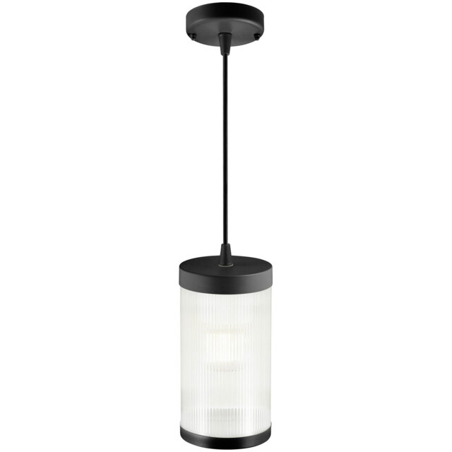 Nordlux 2218053003 Coupar Pendant Light E-27 Black Ribbed Glass Design