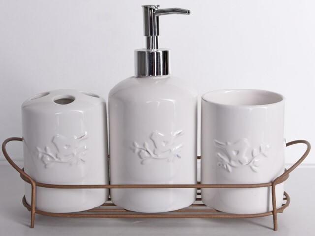 Palazzo Int Vintage Home Bathroom Set 4-piece Shabby Chic Porcelain