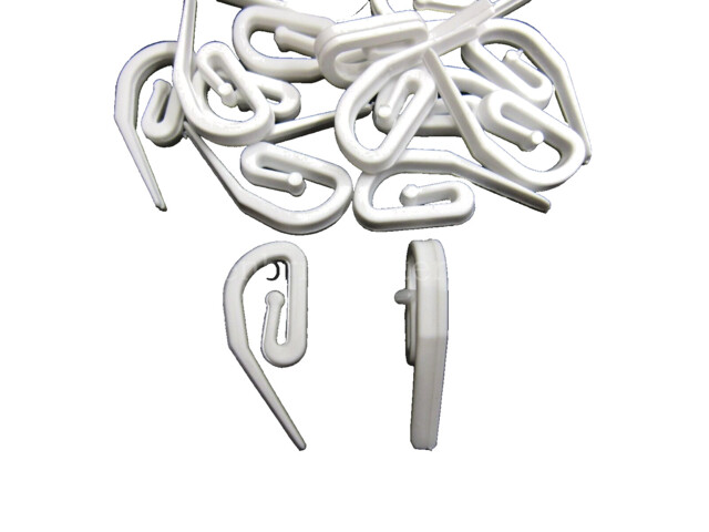 100 Curtain Tape Hooks - Contract White Nylon Hook Sewing Craft