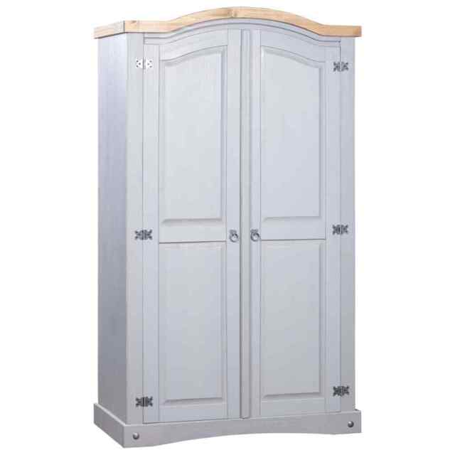 Wardrobe Mexican Pine Corona Range 2 Doors Grey Vidaxl