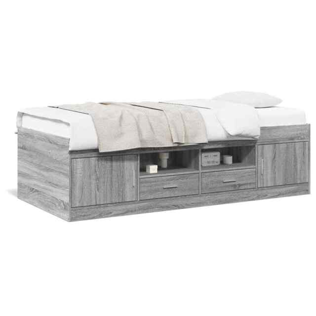 Daybed With Drawers Grey Sonoma 90x200 Cm Engineered Wood Vidaxl