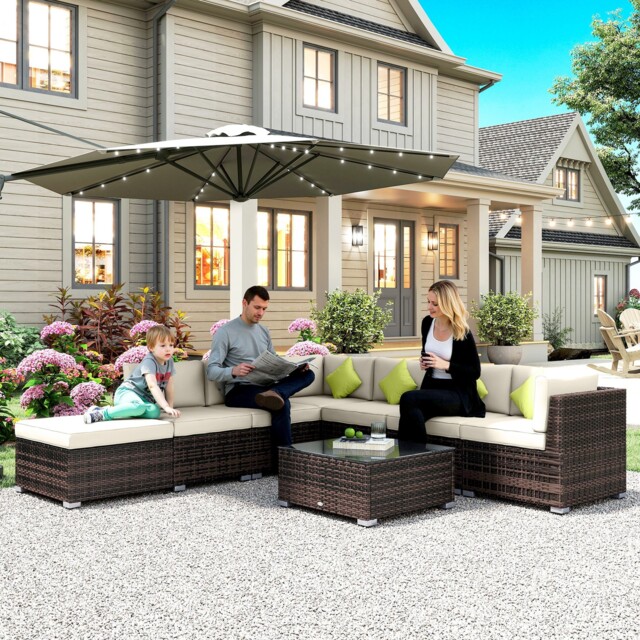 Rattan Outdoor Garden Furniture Patio Corner Sofa Set Weave Wicker