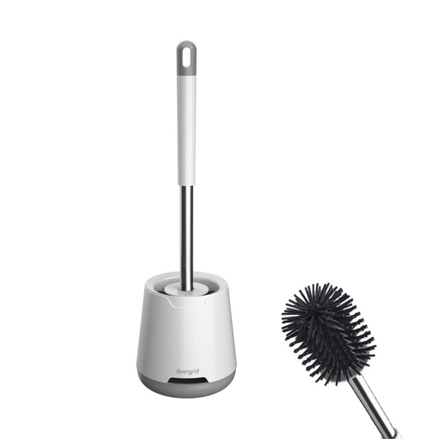 Ibergrif M34152 Silicone Toilet Brush & Quick Drying Holder Set