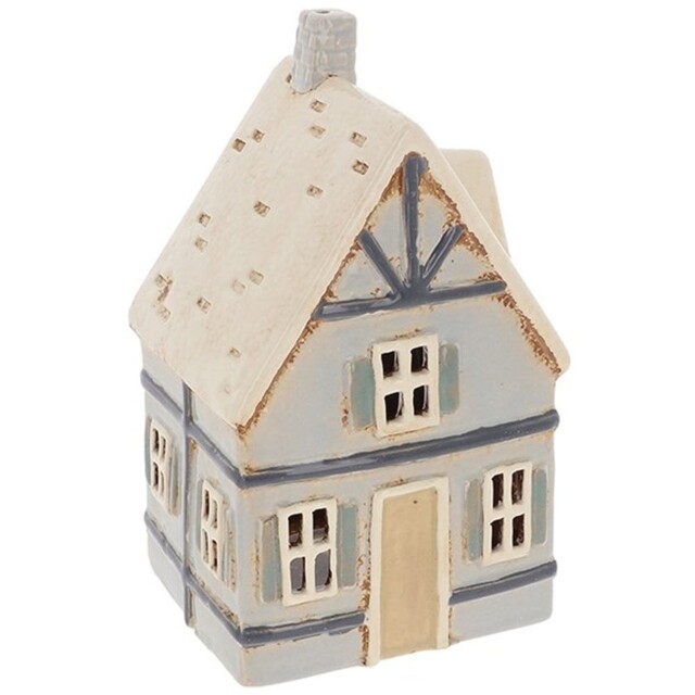 Village Pottery Blue Tudor House Tealight Holder 350100