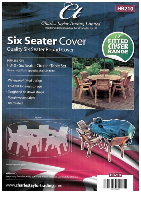 Charles Taylor Garden Furniture Deluxe Fitted Six Seat Round Set Cover