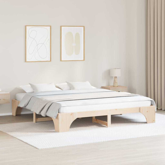 Bed Frame Solid Pine Natural 180x200cm Low 30cm Slatted Sturdy Modern
