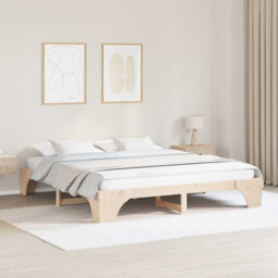 Bed Frame Solid Pine Natural 180x200cm Low 30cm Slatted Sturdy Modern