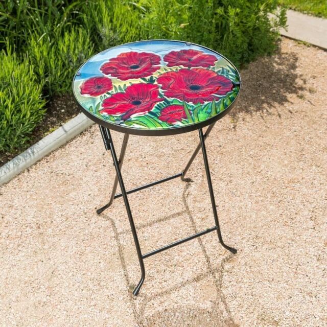 Small Floral Table Folding Garden Flowers Drinks Glass Bistro Dining