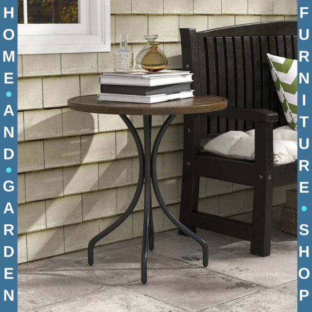 Garden Side Table Round F66cm Bistro Coffee Outdoor Patio Steel Frame