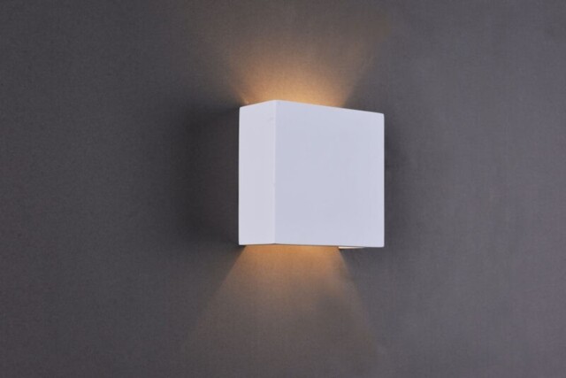 Bravo Square White Paintable Plaster Wall Light Ceramic 25w G9 Up/down
