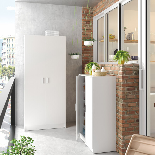 Baltic White Bathroom Storage Cabinet Tall 2 Door Unit