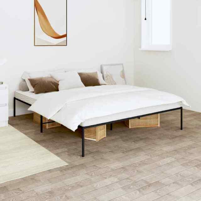 Metal Bed Frame Black 140x200 Cm Vidaxl