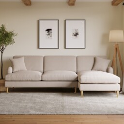 Beige Fabric Right Hand Facing 4 Seater Corner Sofa - Payton Sof156