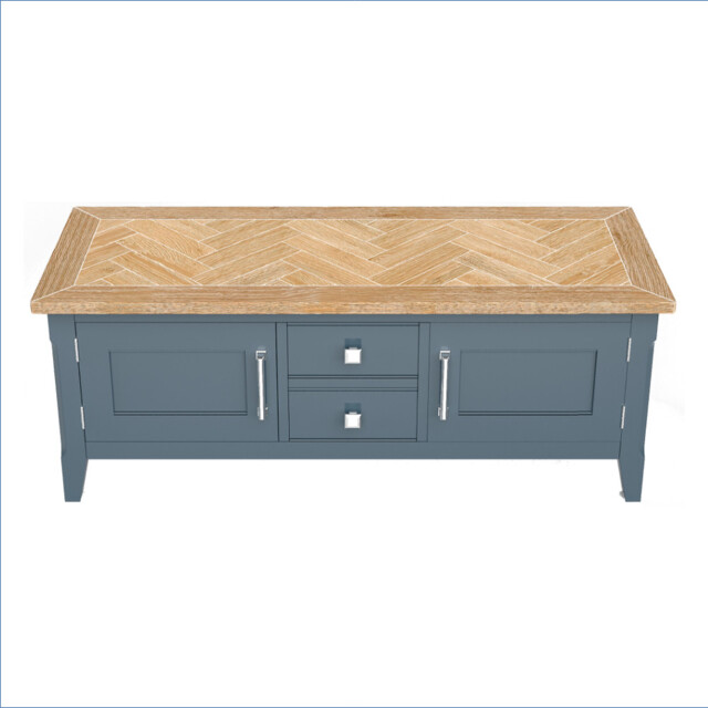 Blue & Oak Closed Television Unit [signature Blue]