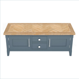 Blue & Oak Closed Television Unit [signature Blue]