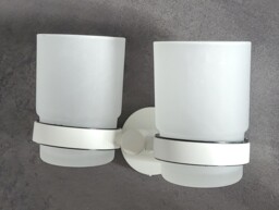 Cosmos White 2 Toothbrush Cups/ Double Glass Holder Powder-coated