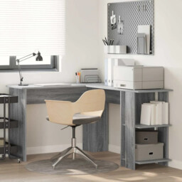 Corner Desk Grey Sonoma 140x113.5x75cm Engineered Wood 2 Shelves