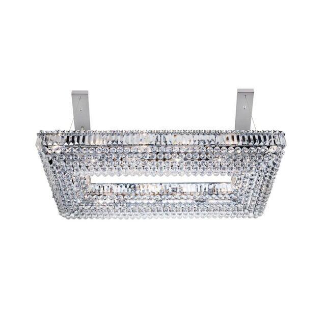 26 Lights Chrome Rectangle Ceiling Flush Fitting Light With Crystal