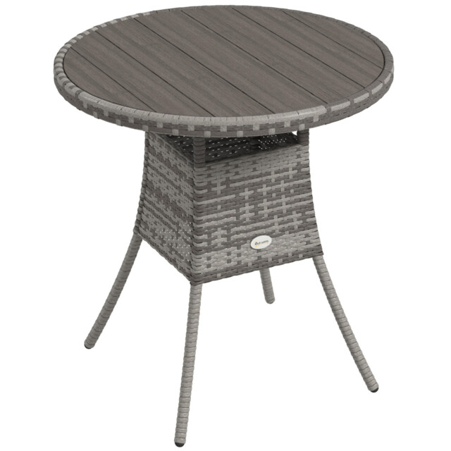 Dining Table Outdoor Square Grey 70x70x73cm Pe Rattan Galvanised Steel
