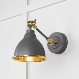 From The Anvil 49716sbl Smooth Brass Brindley Wall Light In Bluff